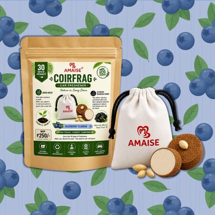AMAISE Car Freshener – Coconut Coir Eco-Friendly Car Freshener | Blueberry Fragrance