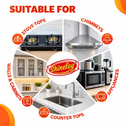 Shinelay Extra Power Kitchen Cleaner - Grease, Oil, Stain Remover for Gas Stove, Sink, Microwave & Kitchen Appliances - 500 ML Shinelay Extra Power Kitchen Cleaner - Grease, Oil, Stain Remover for Gas Stove, Sink, Microwave & Kitchen Appliances - 500 ML