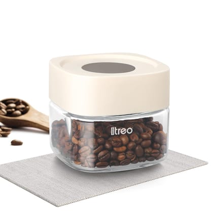 Treo By Milton Linq Jar 500 ml Glass Containers for Kitchen I Airtight, Stackable, Wide Mouth I BPA Free Lids I Food Safe I Refrigerator Safe I High Clarity I For Cereal, Pulses, Dry Fruits