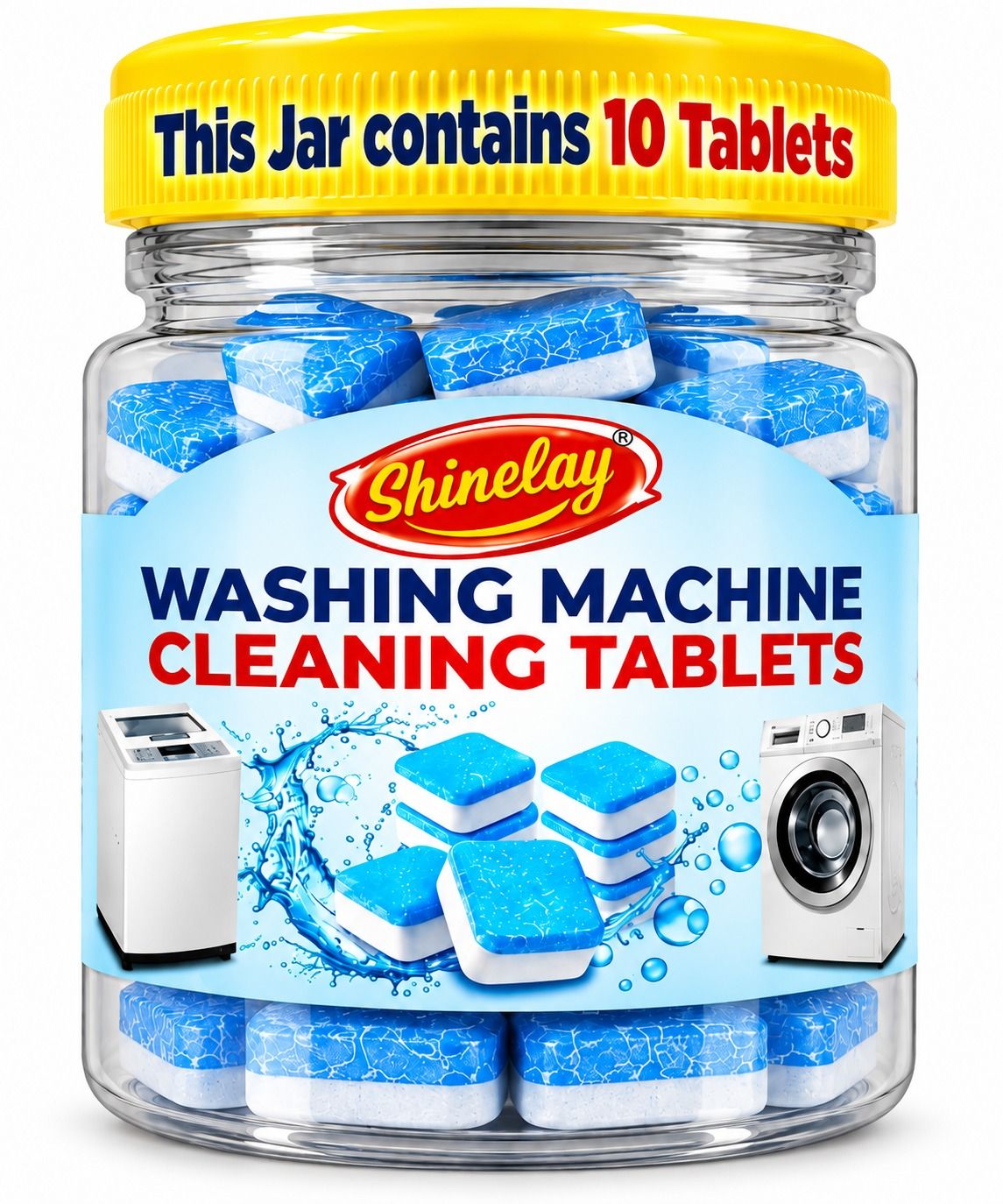 Washing Machine Cleaner & Descaler Tablets | 10 Tablets | Removes Tough Grime, Limescale & Soap Scum | Used for Top & Front Load | Pet Jar Pack of 1
