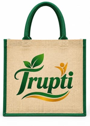 Trupti Eco-Friendly Jute Bag with Green Handles and Piping Trupti Eco-Friendly Jute Bag with Green Handles and Piping