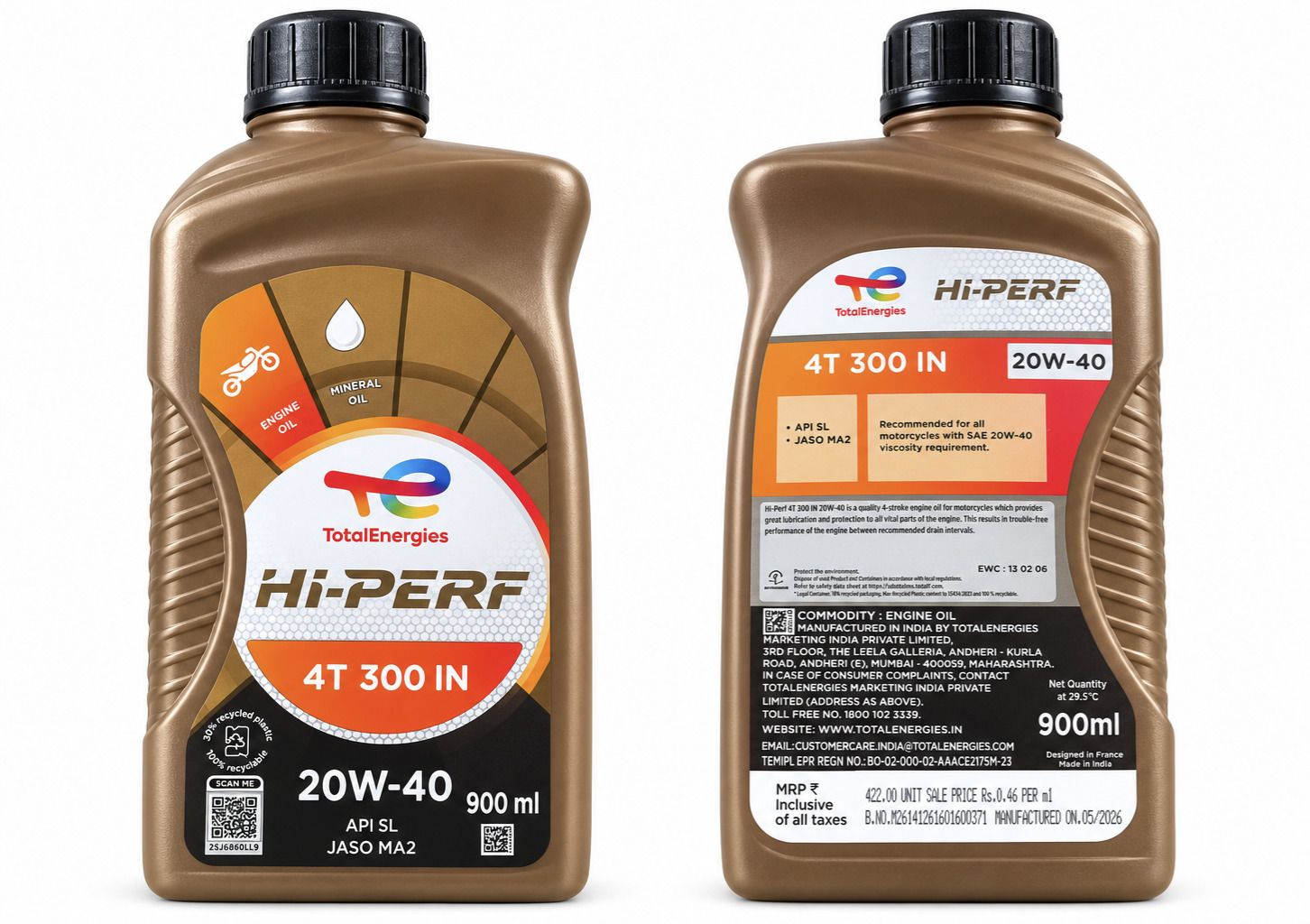TotalEnergies Hi-Perf 4T 300 IN 20W-40 900ml
