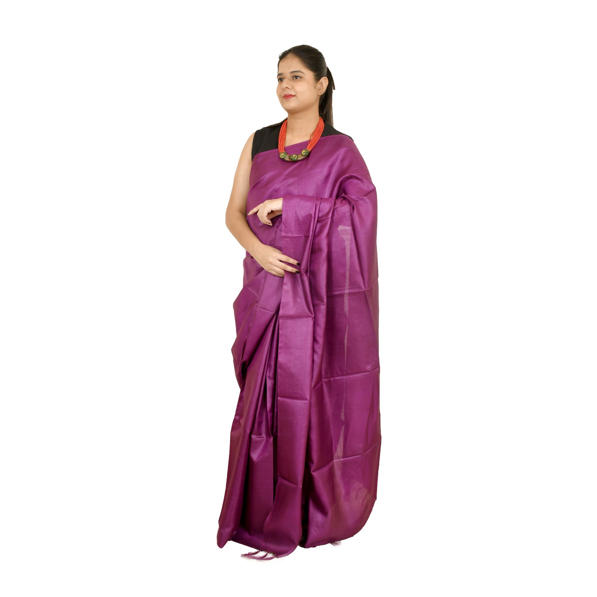 Tribes India Women's  Tussar Silk Saree - 1STXSARCG00026 - M7
