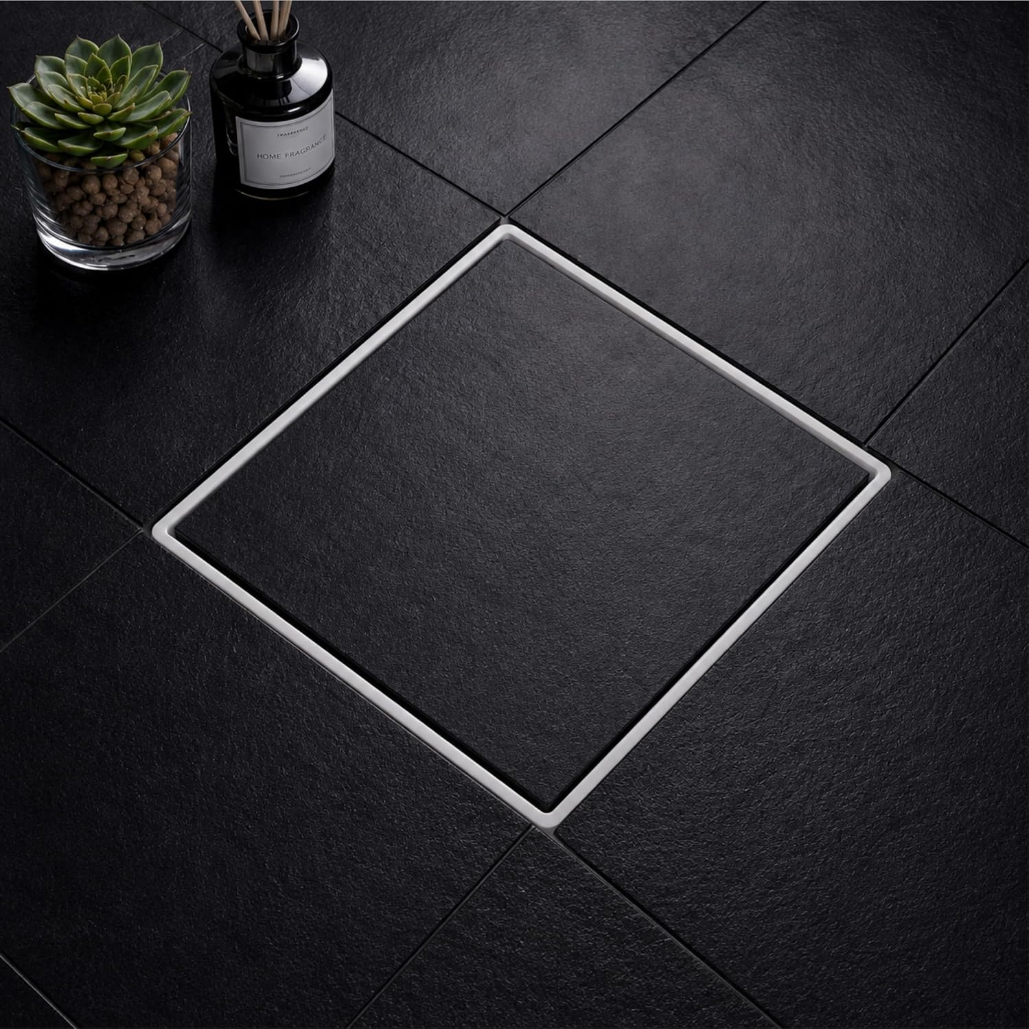 Fossa 6x6 Inch Marble Tile Insert Floor Drain – White (RW-214)