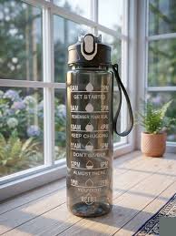 900 Ml Capacity Water Bottle Transparent Water Bottles with Time Marker Leak proof & break-proof | Best Usage for Office/College/Black 