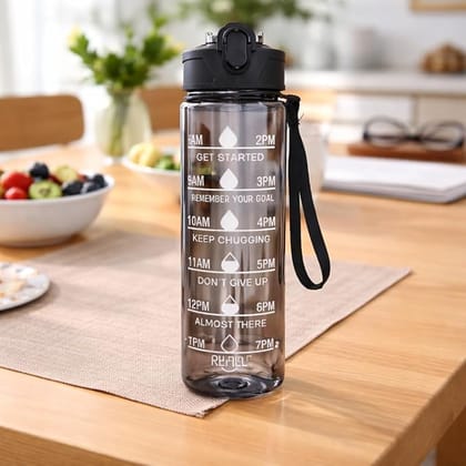 Transparent Motivational Water Bottles – 900ML, BPA-Free Leakproof Sipper with Time Marker