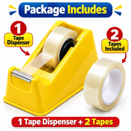 Small Tape Dispenser with 2 Rolls Clear Tape