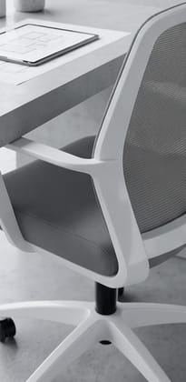 Grey Mesh and Fabric Ergonomic Office Chair with White Frame