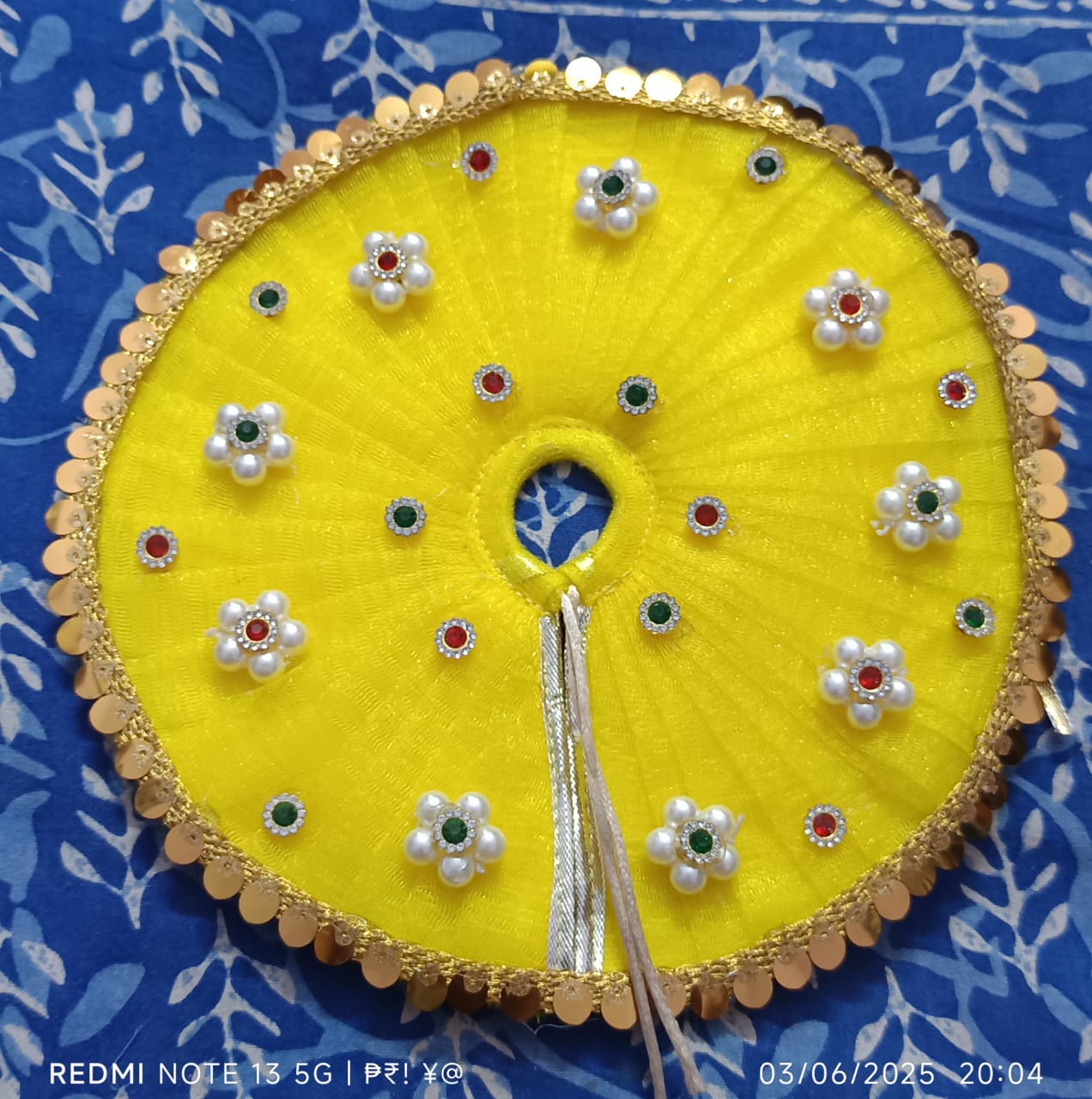 Yellow Laddu Gopal Dress with Pearl and Stone Work
