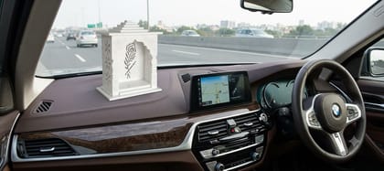 White Marble Finish Car Dashboard Mandir