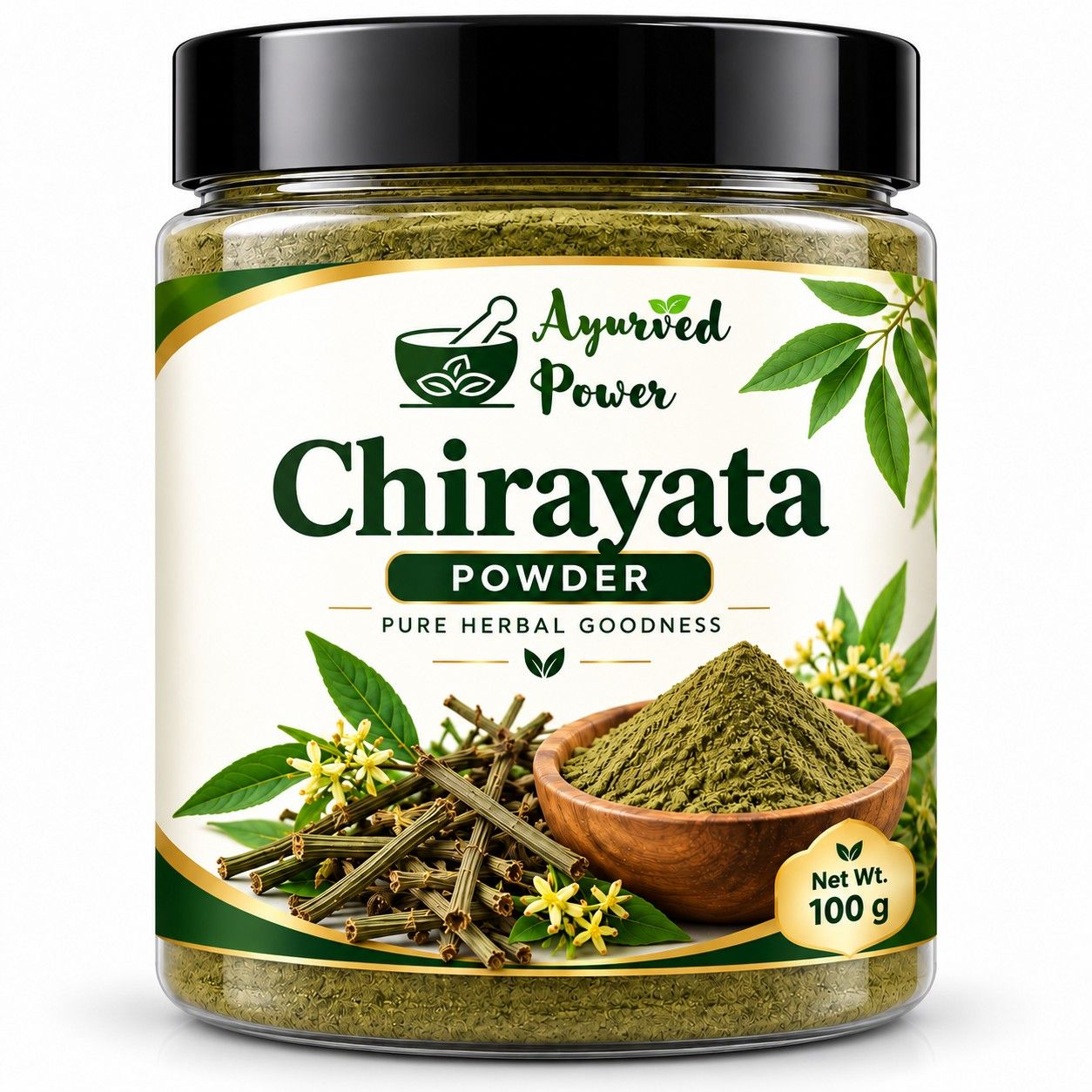 Ayurved Power Chirayata Powder 100g (Pack of 1) - Pure Chirata / Swertia Chirata Churna for Liver Health, Digestion & Detox | Ayurvedic Herbal Powder