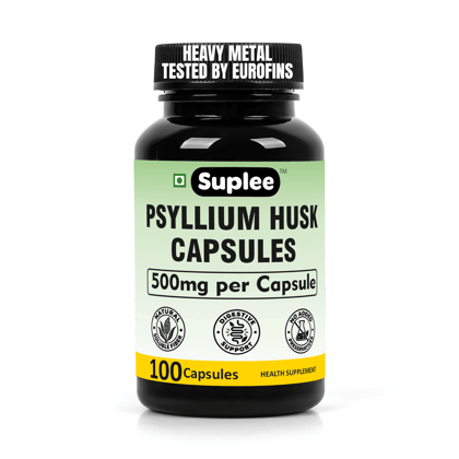 Suplee Psyllium Husk Capsules 500 mg | Isabgol Fiber Supplement | 100 Veg Capsules Suplee Psyllium Husk Capsules 500 mg | Isabgol Fiber Supplement | 100 Veg Capsules
