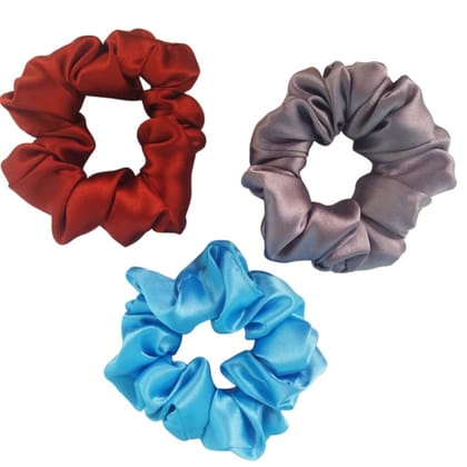 Silk Satin Hair Scrunchies - Assorted Colors - Set of 3
