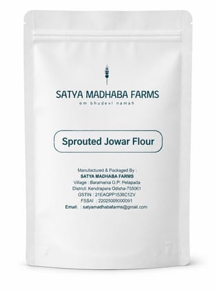 Satya Madhaba Farms Sprouted Jowar Flour 900g | Jowar Atta | Sorghum Flour Homemade , naturally sprouted, sun-dried & milled in small batches