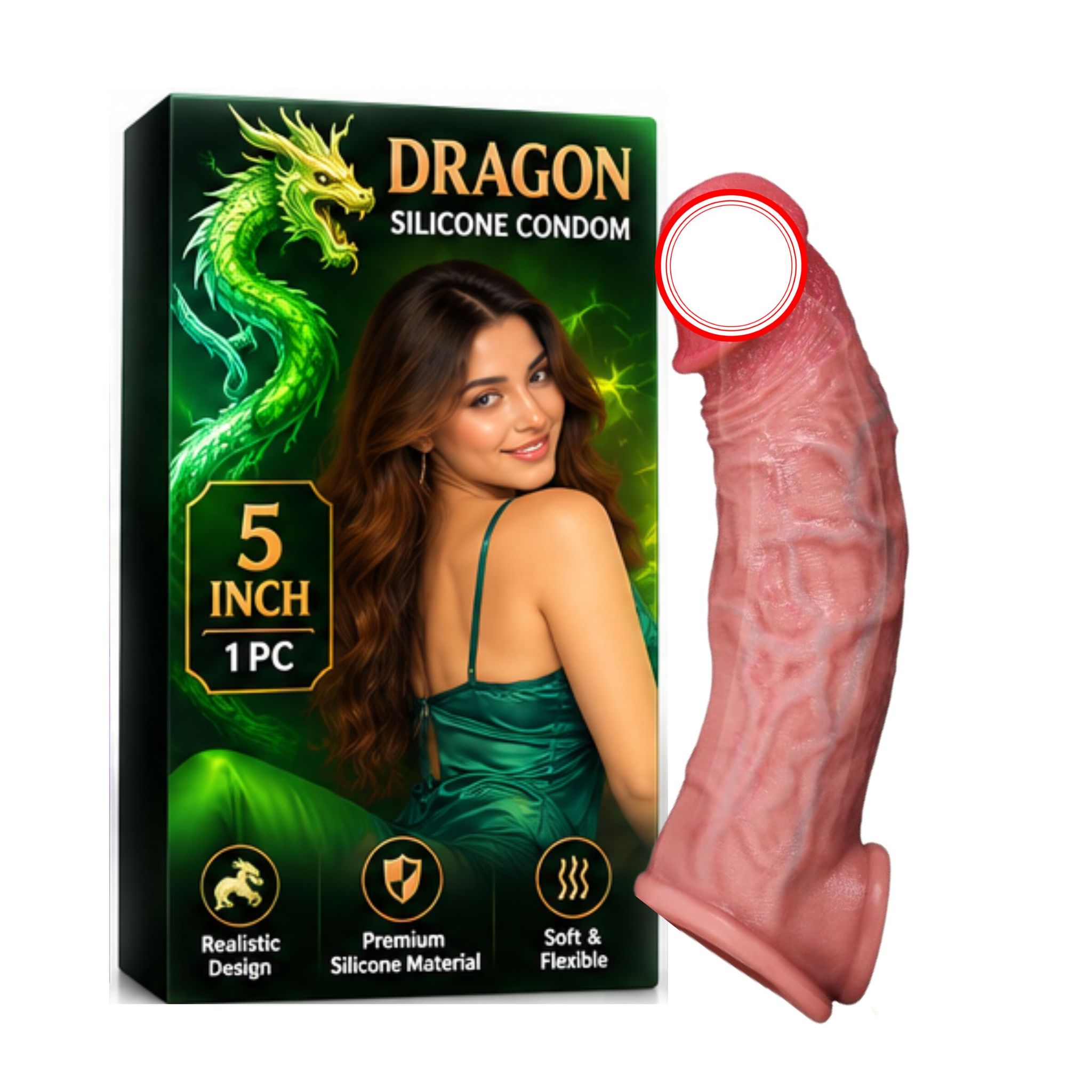 5 Inch Dragon Silicone Condom for Adults | Fantasy Dragon Textured Adult Intimate Toy | Male Pleasure and Personal Wellness Accessory | Novelty Sexual Wellness Product | Dragon Design Silicone Accessory | 1 Piece