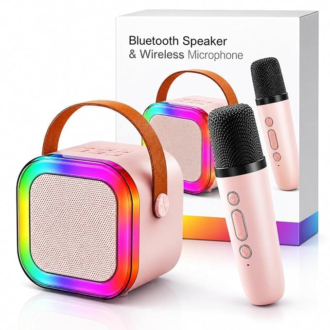 Portable Karaoke Speaker with Wireless Microphone and 5 Voice Changing Effects
