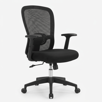 Black Mesh High-Back Office Chair with Lumbar Support and Adjustable Arms