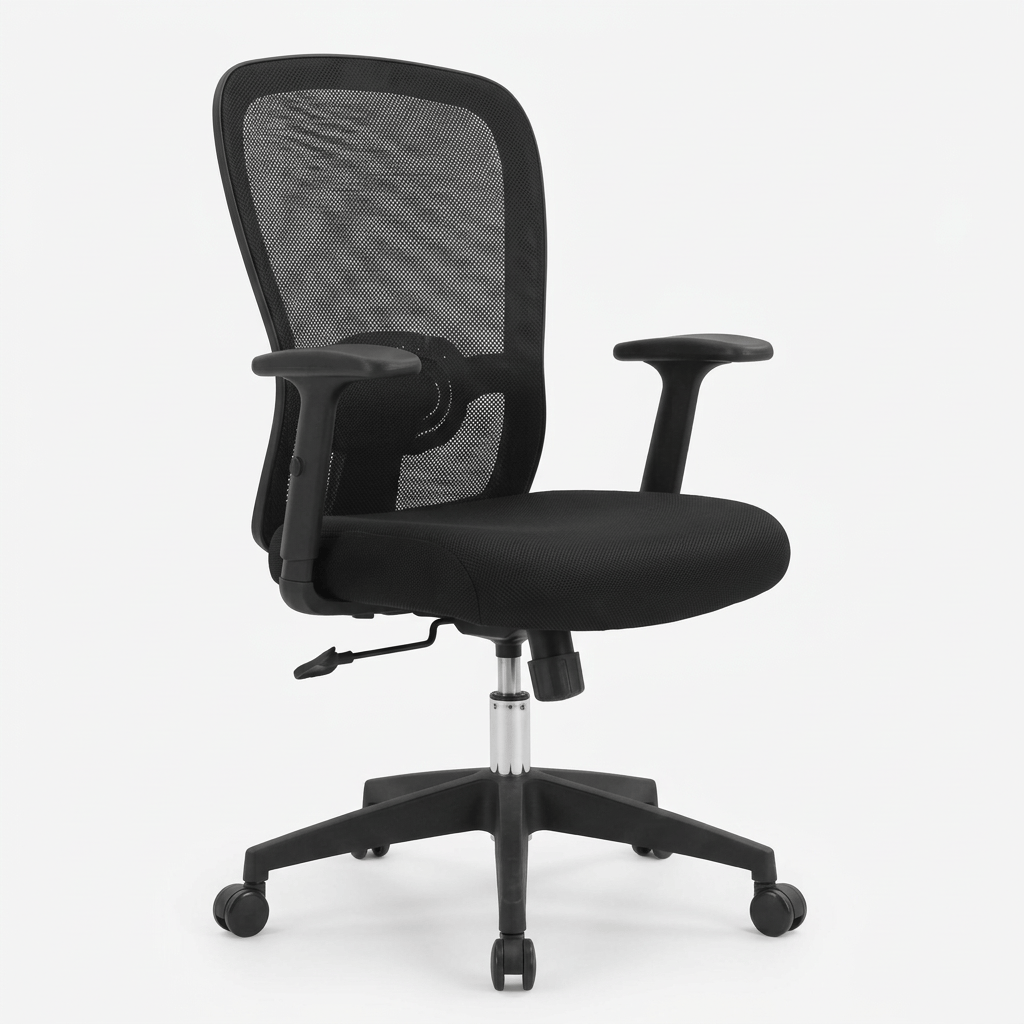 Black Mesh High-Back Office Chair with Lumbar Support and Adjustable Arms