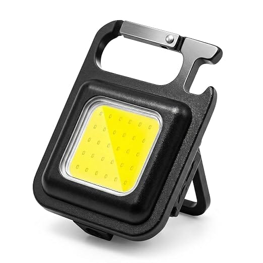 Keychain LED Light 2-Hours Battery Life with Bottle Opener, Magnetic Base and Folding Bracket Mini COB 1000 Lumens Rechargeable Emergency Light