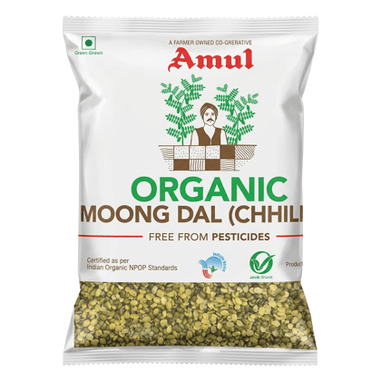 Amul Organic Moong Dal Chilka- Split Green Gram with Skin 500gm
