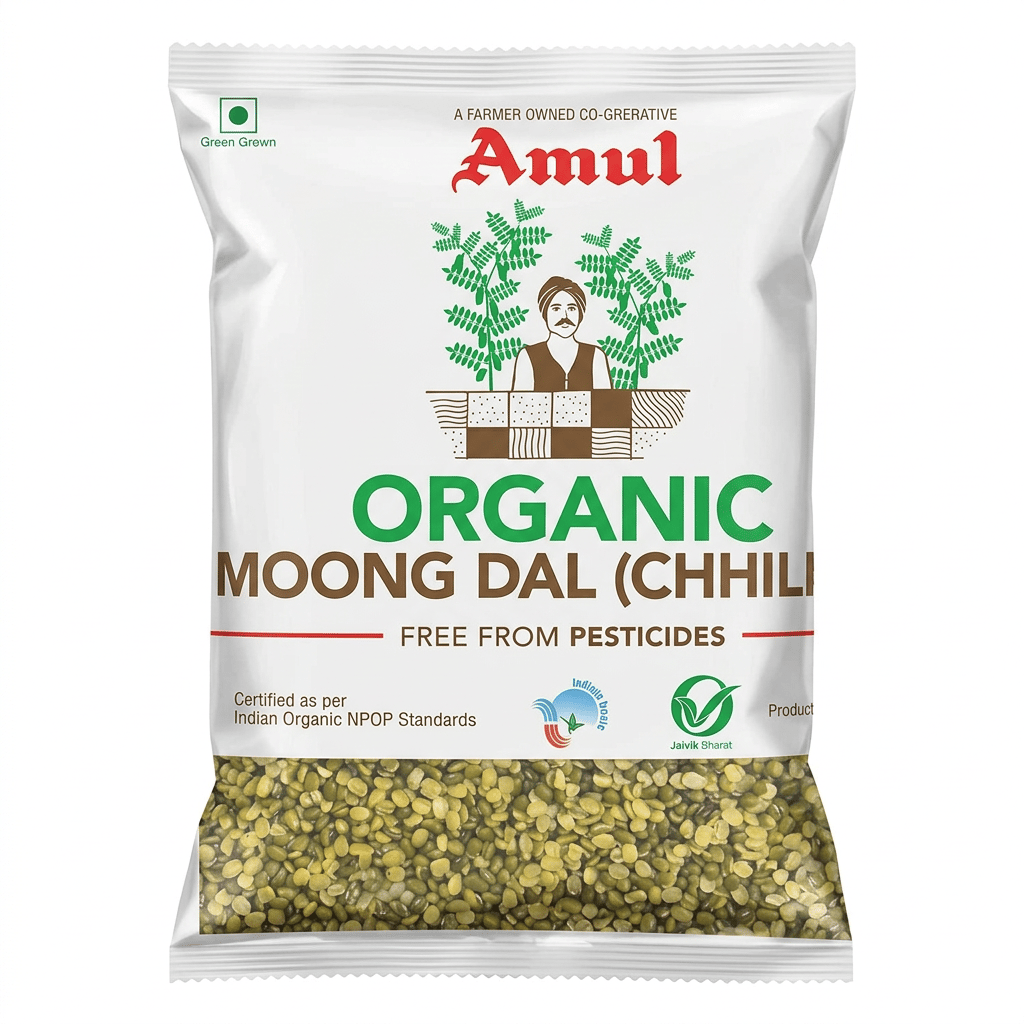 Amul Organic Moong Dal Chilka- Split Green Gram with Skin 500gm