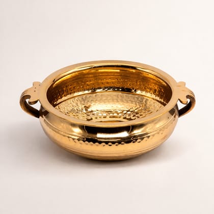 Being Classic Golden Brass Plain Urli Bowl with Handles – 12 Inch