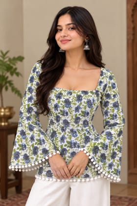 Women Printed Straight Kurti with Square Neck & Full Belly Sleeves | Elegant Casual Ethnic Wear Women Printed Straight Kurti with Square Neck & Full Belly Sleeves | Elegant Casual Ethnic Wear