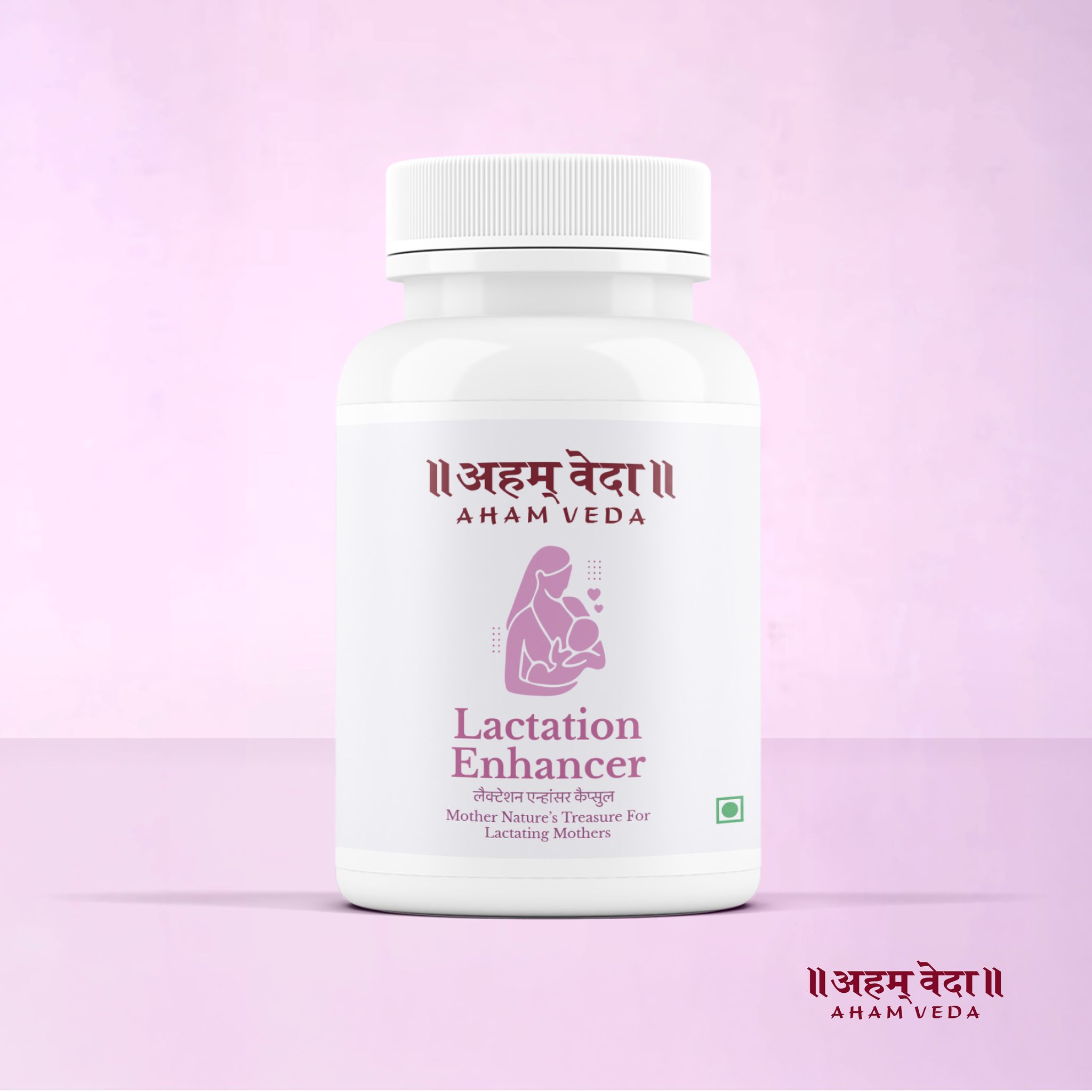 Ayurvedic Lactation Enhancer Capsules | Shatavari + 9 Herbs for Breastfeeding Mothers | Supports Healthy Milk Supply Naturally | 100% Herbal Supplement, No Added Sugar | 60 Veg Capsules, by AhamVeda