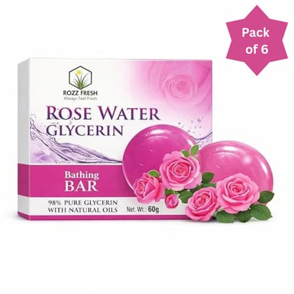 Rose Glycerin Bathing Bar (60g) Pack of 6