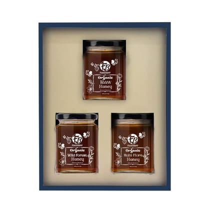 Foodsbay Pure Organic Honey Gift Set - Pack of Organic Raw, Wild Forest and Multi Flora Honey. Collected from Hives of Giant Himalayan Bees. No Artificial Flavour, Sugar. 100% Natural (325 gm x 3) Foodsbay Pure Organic Honey Gift Set - Pack of Organic Raw, Wild Forest and Multi Flora Honey. Collected from Hives of Giant Himalayan Bees. No Artificial Flavour, Sugar. 100% Natural (325 gm x 3)