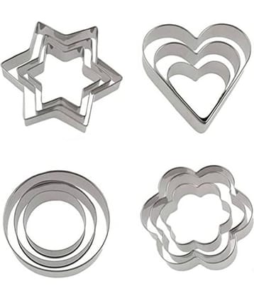 purple dust - Silver Stainless Steel 12 Pcs of Cookie Cutter ( Set of 4 )