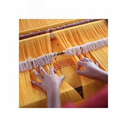 Hand-Woven Yellow Unstitched Fabric