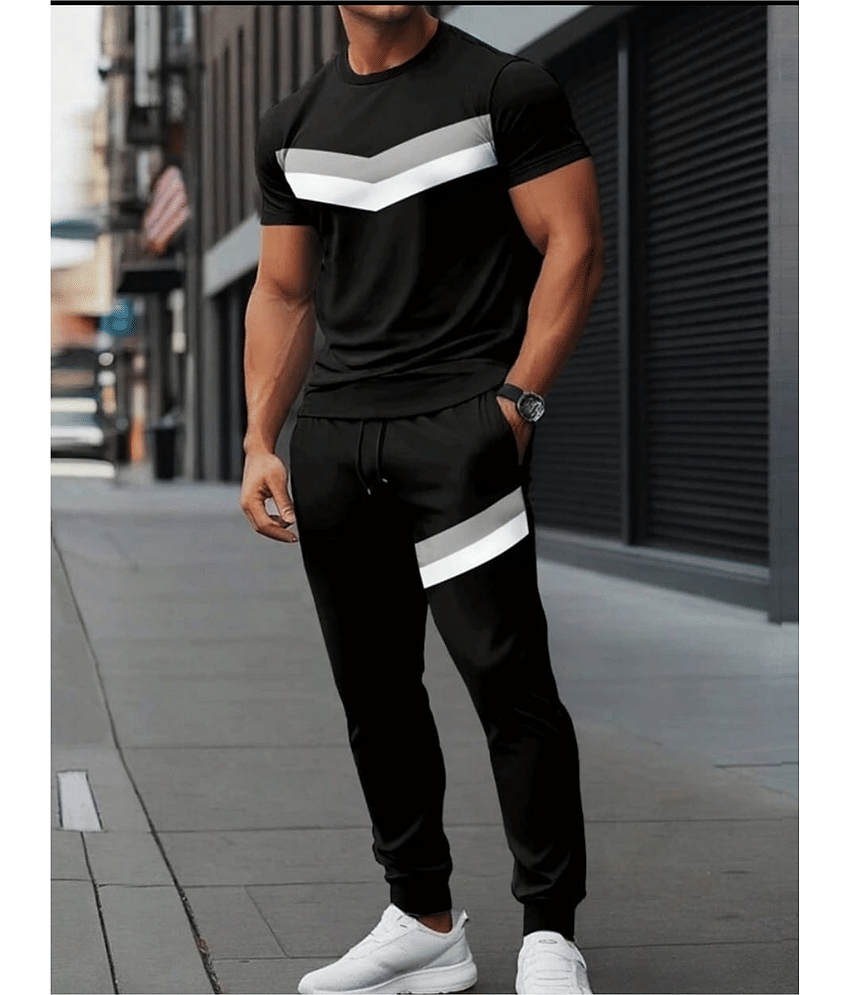 Forbro Black Cotton Blend Regular Fit Men's Tracksuit ( Pack of 1 )