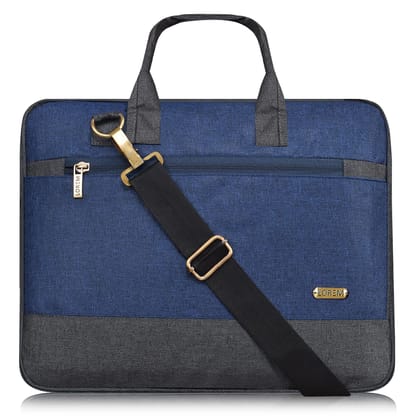 LOREM Blue & Grey Color Faux Leather 10L Laptop Messenger Bag For Men & Women BG34
