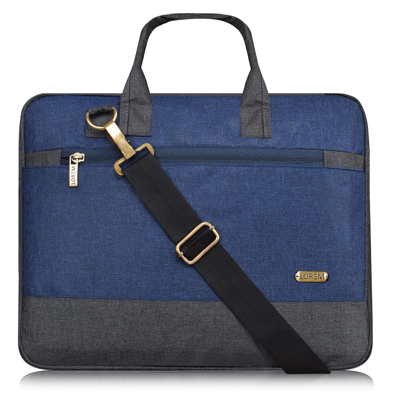 LOREM Blue & Grey Color Faux Leather 10L Laptop Messenger Bag For Men & Women BG34