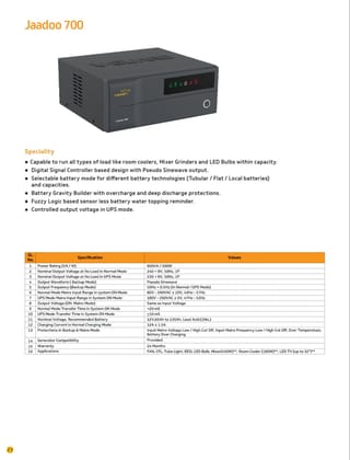 V-Guard Jaadoo 700 Inverter (600VA / 500W) | Pseudo Sinewave Output | Home and Office Power Backup
