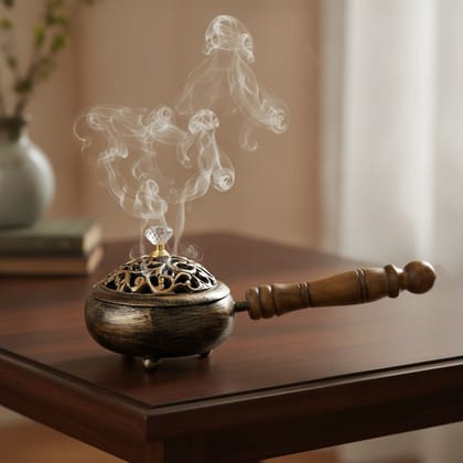 Iron Loban Dan Incense Burner | Iron Dhoop Dani | Loban Burner for Pooja & Havan, Length : 9 Inch (IMAS196 B)