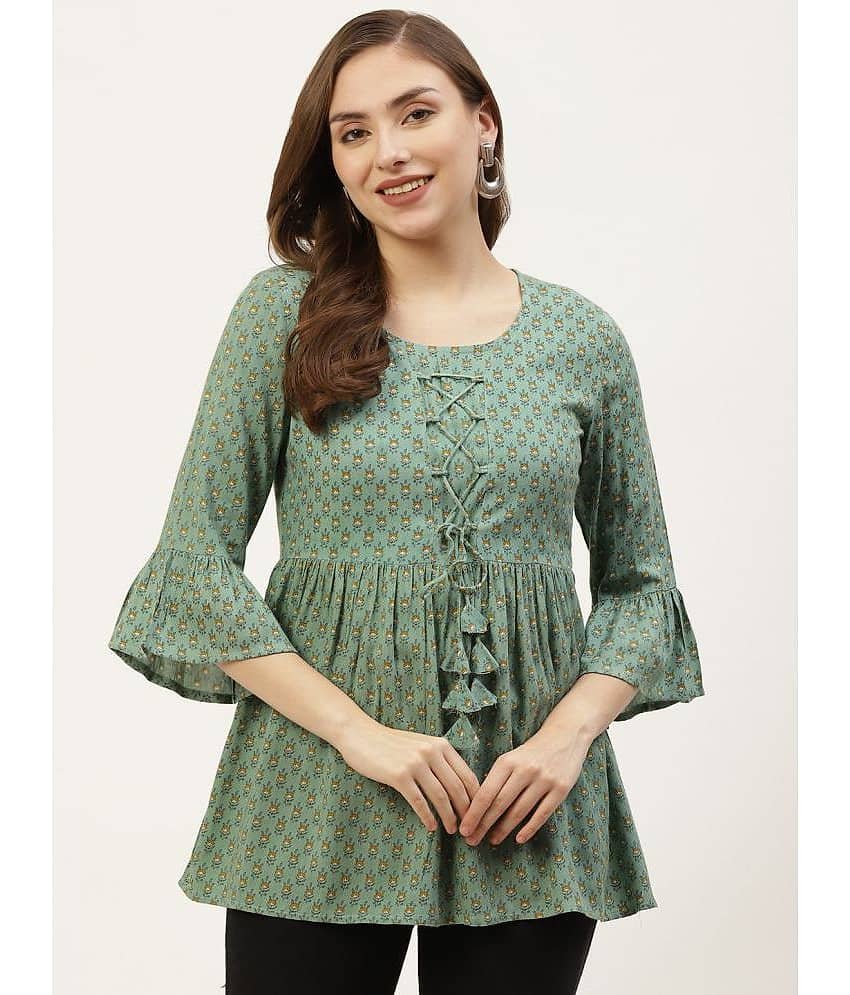 Kbz Women's Rayon Peplum Top ( Olive )