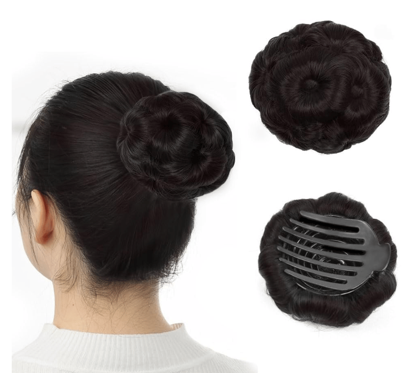 Extension For Women 1Pc Readymade Bridal Hair Bun Extension Faux Synthetic Hair Juda Bun For Women Stylish Brown Hair Extensions Hair Buns For Girls