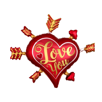 Heart Infused with Arrows All Over Love You Foil Balloon - 34 inches - 1PC