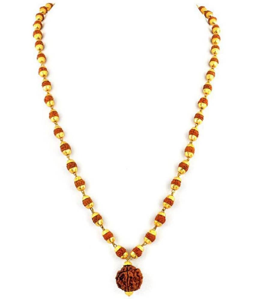 100% Original Certified 5 Mukhi Rudraksha Mala With Gold Plated Cap
