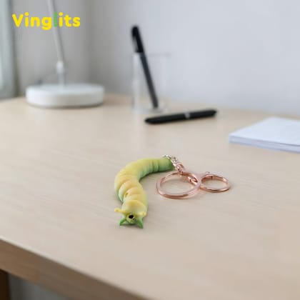 Vinglits Bugsy & Scaly 3D Printed Keychains – Articulated Animal Toys, Pocket-Friendly Keyrings, Stress Relief Desk Toys for Kids & Adults, Collectible Accessories (Slug - Slurpy, Medium)