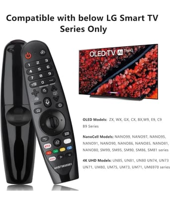 Voice Magic Remote AKB75855501 for LG Smart TV Magic Remote Replacement AN-MR20GA MR19BA MR18BA MR650A, with Pointer Function/Hotkeys Such as Netflix/P-Video/Movies Voice Magic Remote AKB75855501 for LG Smart TV Magic Remote Replacement AN-MR20GA MR19BA MR18BA MR650A, with Pointer Function/Hotkeys Such as Netflix/P-Video/Movies