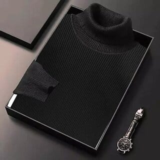 Fashlook Mens Black Solid High Neck Full Sleeve Sweatshirt Fashlook Mens Black Solid High Neck Full Sleeve Sweatshirt