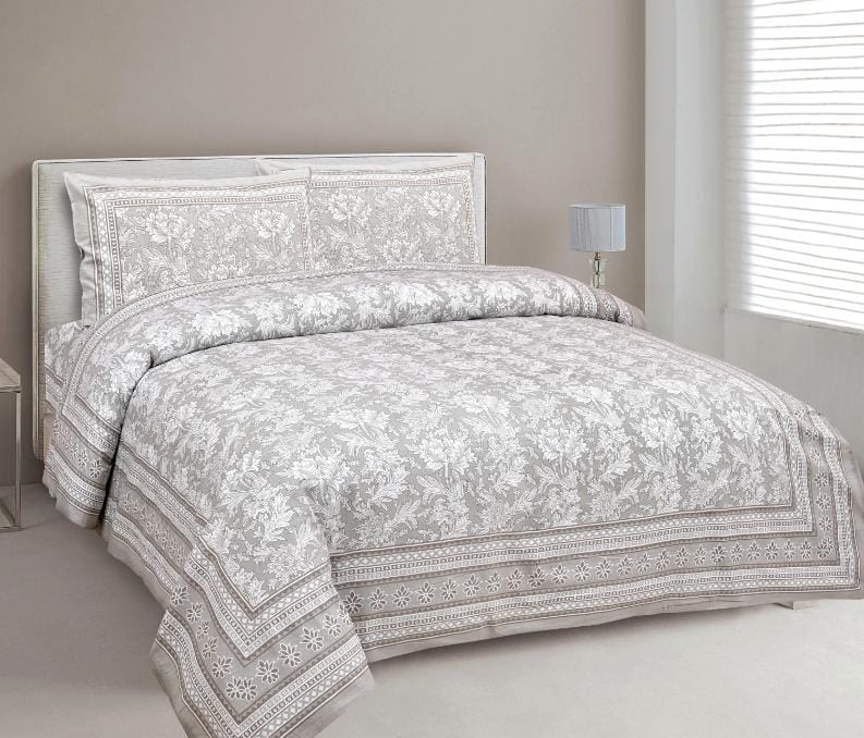 3001-Hometrade India-Standard King Size (90*108 Inches) Double Bedsheet With 2 Pillow Cover-RJ-14-Jaipur lining-3510