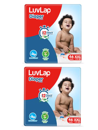 LuvLap Diaper Pants XXL, 15-25kg, 92 Count, Baby Diaper Pants, with Aloe Vera Lotion for Rash Protection, upto 12 Hour protection Pack of 2