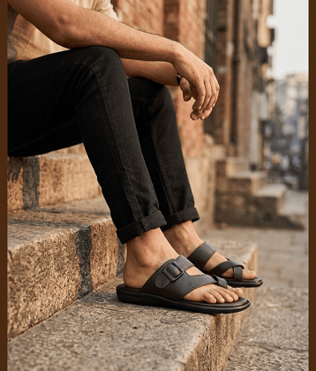 Runrave BUCKLE - Black Men's Korean Sandals