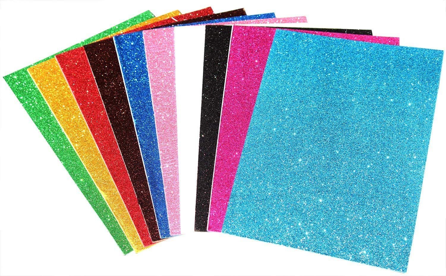 Nawani EVA Glitter Foam Sheets A4 Size for Arts and Crafts, Scrapbook -Pack of 10. Magic Crafts