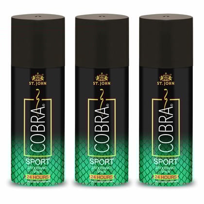 ST-JOHN cobra limited edition deo sport for men 450 ml (PACK OF 3) Deodorant Spray - For Men Deodorant Spray  -  For Men (450 ml, Pack of 3)