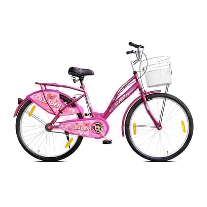 Leader Ladybird Breeze 26T Bicycle For Girls/Women With Basket And Integrated Carrier 26 T Girls Cycle/Womens Cycle (Single Speed, Pink)